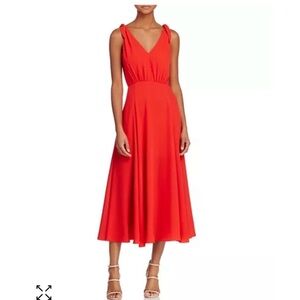 Betsey Johnson Dresses | 
Pebble Crepe Midi Dress With Shoulder Ties In Red‎